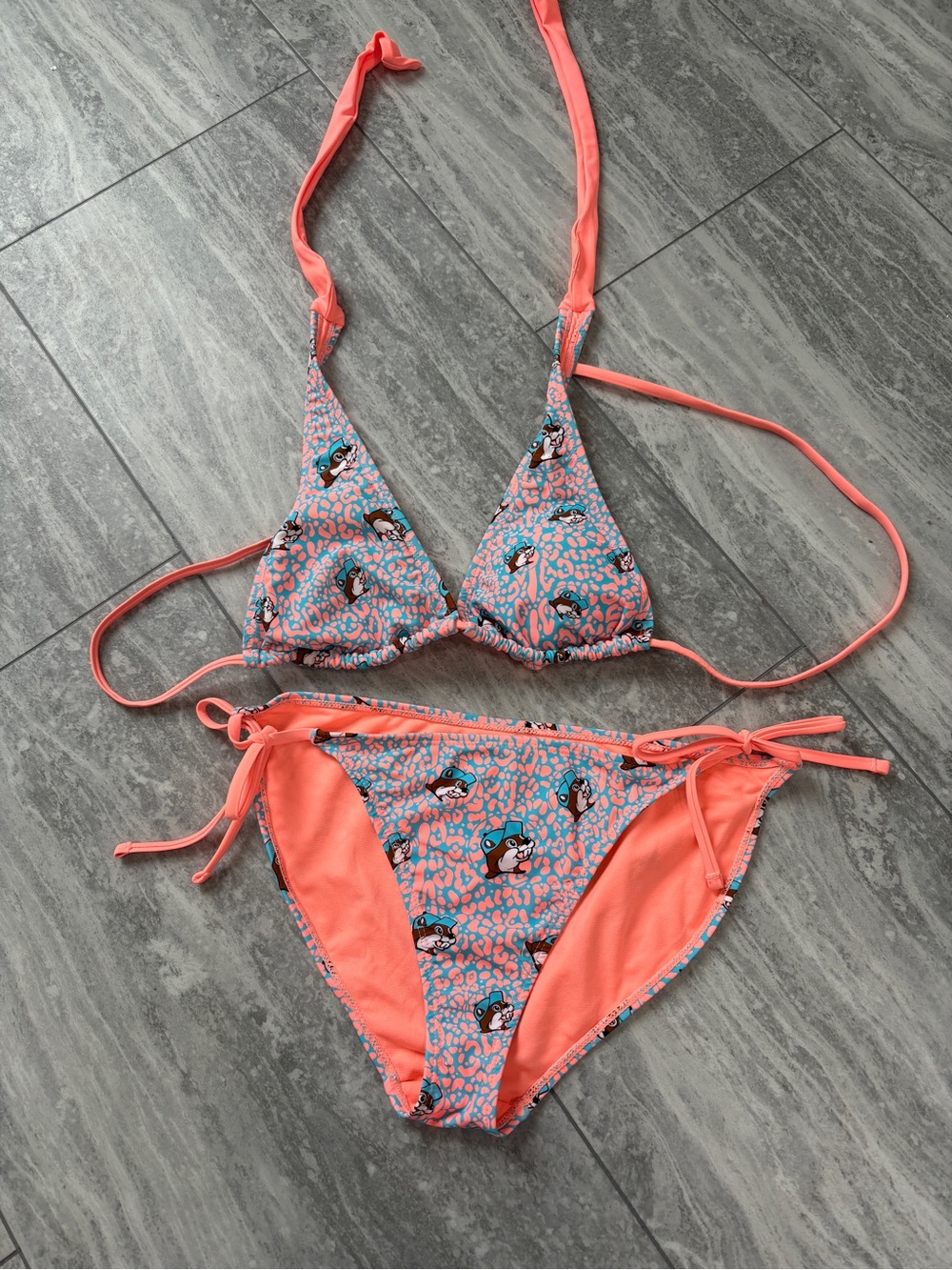 BUC-EE’S Coral Blue Patterned Triangle Bikini Set - Women's Swim